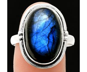 Blue Fire Labradorite Ring size-9.5 SDR238043 R-1175, 12x18 mm