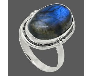 Blue Fire Labradorite Ring size-9.5 SDR238043 R-1175, 12x18 mm