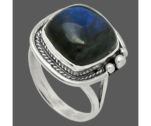 Blue Fire Labradorite Ring size-9 SDR238044 R-1148, 13x13 mm