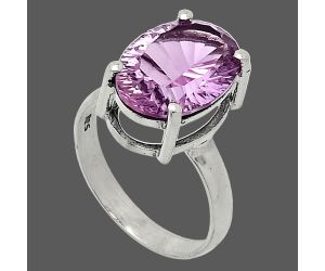 Amethyst Concave Ring size-7 SDR238049 R-1019, 10x14 mm