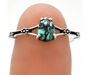 Lucky Charm Tibetan Turquoise Ring size-7 SDR238050 R-1720, 4x6 mm