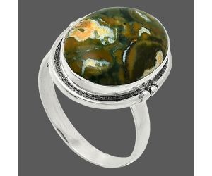 Rhyolite - Rainforest Jasper Ring size-10 SDR238065 R-1175, 13x18 mm
