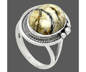 Authentic White Buffalo Turquoise Nevada Ring size-9 SDR238082 R-1148, 11x15 mm