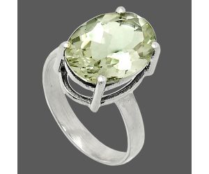 Prasiolite (Green Amethyst) Ring size-7 SDR238086 R-1019, 10x14 mm