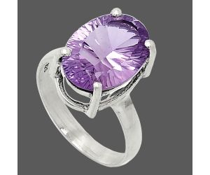 Amethyst Concave Ring size-7 SDR238087 R-1019, 10x14 mm