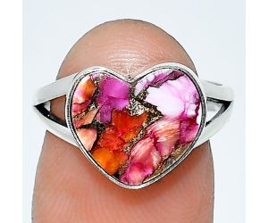 Heart - Kingman Orange Dahlia Turquoise Ring size-7 SDR238106 R-1073, 11x12 mm