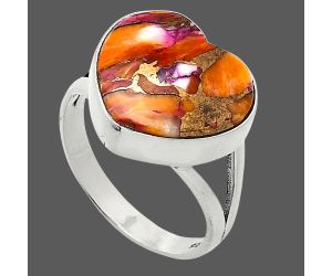 Heart - Kingman Orange Dahlia Turquoise Ring size-9 SDR238109 R-1073, 15x16 mm