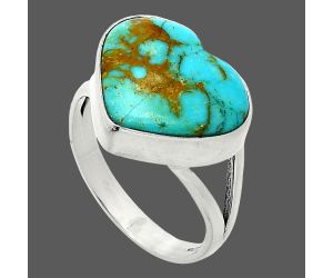 Heart - Natural Rare Turquoise Nevada Aztec Mt Ring size-9 SDR238111 R-1073, 14x16 mm