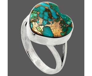 Heart - Kingman Copper Teal Turquoise Ring size-9.5 SDR238117 R-1073, 15x15 mm
