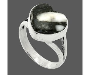 Heart - Mexican Cabbing Fossil Ring size-7 SDR238140 R-1073, 12x13 mm