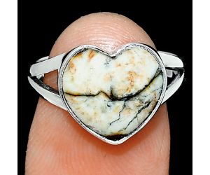 Heart - Authentic White Buffalo Turquoise Nevada Ring size-7 SDR238143 R-1073, 11x12 mm