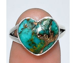 Heart - Kingman Copper Teal Turquoise Ring size-7 SDR238161 R-1073, 12x13 mm