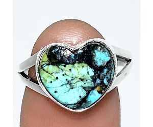 Heart - Lucky Charm Tibetan Turquoise Ring size-8 SDR238165 R-1073, 12x13 mm
