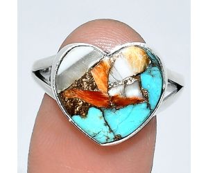 Heart - Spiny Oyster Turquoise Ring size-9.5 SDR238176 R-1073, 14x15 mm