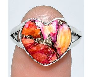 Heart - Kingman Orange Dahlia Turquoise Ring size-9 SDR238184 R-1073, 13x14 mm