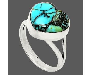 Heart - Lucky Charm Tibetan Turquoise Ring size-9.5 SDR238189 R-1073, 14x15 mm