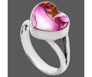 Heart - Kingman Pink Dahlia Turquoise Ring size-7 SDR238197 R-1073, 11x11 mm
