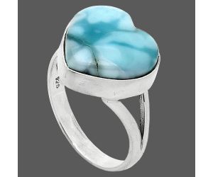 Heart - Larimar (Dominican Republic) Ring size-9.5 SDR238201 R-1073, 15x15 mm