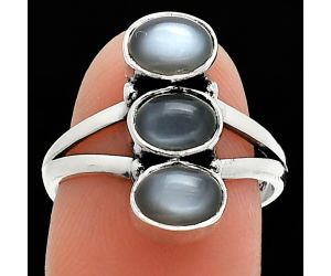 Gray Moonstone Ring size-7.5 SDR238226 R-1263, 5x7 mm