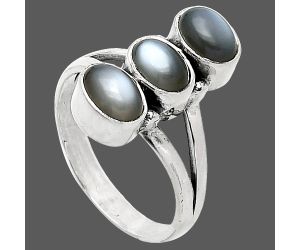 Gray Moonstone Ring size-7.5 SDR238226 R-1263, 5x7 mm