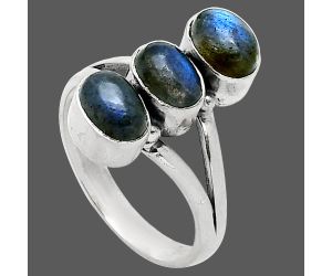 Blue Fire Labradorite Ring size-7.5 SDR238231 R-1263, 5x7 mm