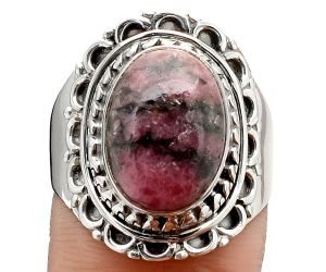 Natural Rhodonite Ring size-8.5 SDR76719 R-1256, 10x14 mm