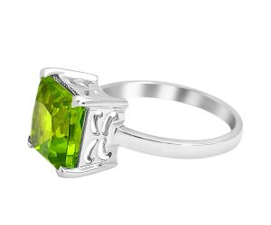 Lab Created Peridot Ring size-6.5 SDR80016 R-1019, 10x10 mm