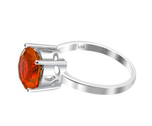 Lab Created Padparadscha Sapphire Ring size-8 SDR80807 R-1019, 10x10 mm
