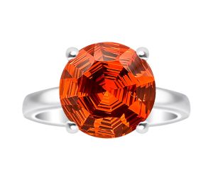 Lab Created Padparadscha Sapphire Ring size-8 SDR80808 R-1019, 10x10 mm