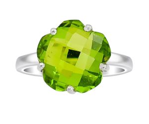 Lab Created Peridot Ring size-8 SDR80939 R-1019, 12x12 mm
