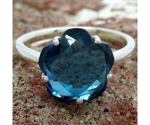 Lab Created London Blue Topaz Ring size-8.5 SDR80957 R-1019, 12x12 mm