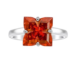 Lab Created Padparadscha Sapphire Ring size-6 SDR81137 R-1019, 10x10 mm