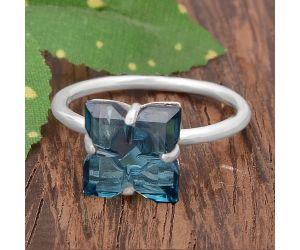 Lab Created London Blue Topaz Ring size-9 SDR81228 R-1019, 10x10 mm
