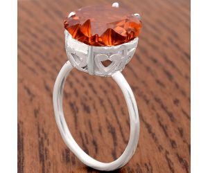 Lab Created Padparadscha Sapphire Ring size-7.5 SDR81283 R-1019, 13x13 mm