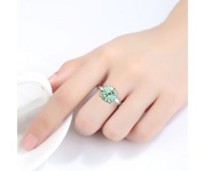 Lab Created Green Sapphire Ring size-7.5 SDR81664 R-1019, 10x10 mm