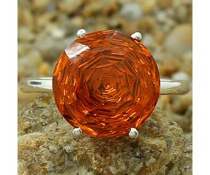 Lab Created Padparadscha Sapphire Ring size-7.5 SDR81869 R-1019, 12x12 mm