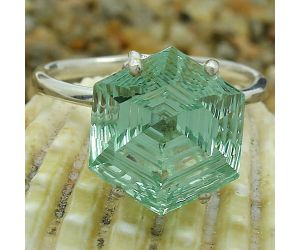 Lab Created Green Sapphire Ring size-7 SDR81928 R-1019, 12x12 mm