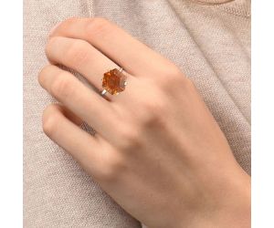 Lab Created Padparadscha Sapphire Ring size-7.5 SDR81952 R-1019, 12x12 mm
