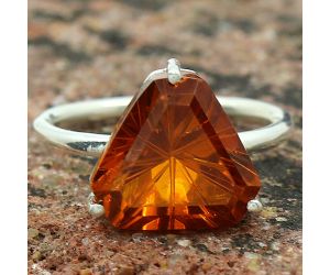 Lab Created Padparadscha Sapphire Ring size-7 SDR82135 R-1019, 12x12 mm