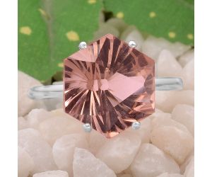 Treated Peach Morganite Ring size-7 SDR82514, 12x12 mm