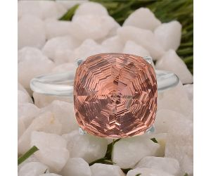 Treated Peach Morganite Ring size-9 SDR82576, 12x12 mm