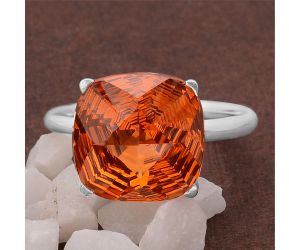 Lab Created Padparadscha Sapphire Ring size-7.5 SDR82583 R-1019, 12x12 mm