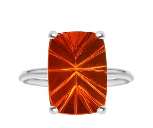 Lab Created Padparadscha Sapphire Ring size-6 SDR82744, 10x14 mm