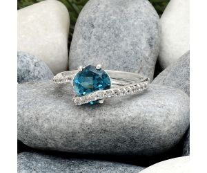 Lab Created London Blue Topaz Ring size-7.5 SDR82884, 9x9 mm