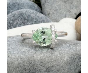 Lab Created Green Sapphire Ring size-7.5 SDR82899, 8x11 mm