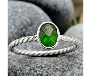 Faceted Chrome Diopside Ring size-7.5 SDR87936, 6x8 mm