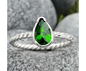 Faceted Natural Chrome Diopside Ring size-7 SDR87957 R-1001, 5x9 mm