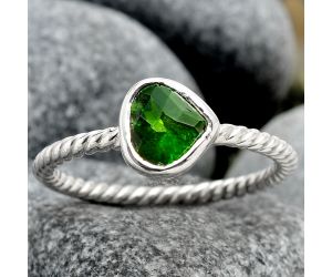 Faceted Chrome Diopside Ring size-8.5 SDR87981 R-1001, 7x7 mm