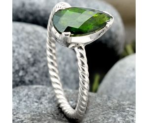 Faceted Chrome Diopside Ring size-8.5 SDR87989, 6x11 mm