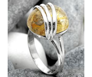 Natural Golden Rutile Ring size-8.5 SDR91246, 12x16 mm